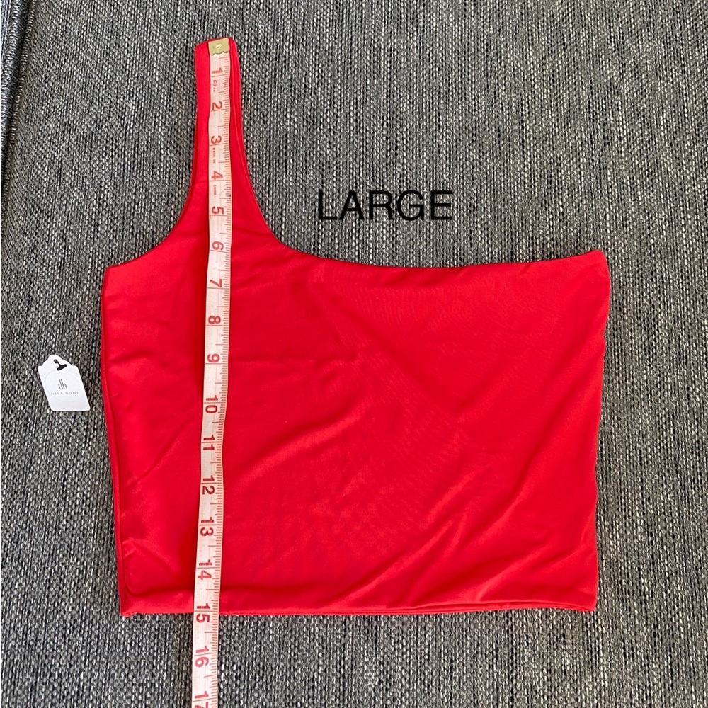 Red Crop Top one shoulder small NWT - Picture 5 of 8